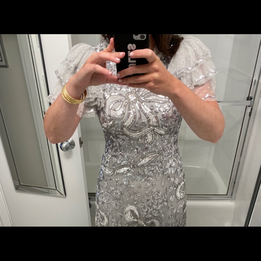 Needle & Thread Silver Sequin Embellished Gown - Picture 4 of 6